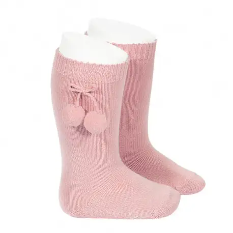 High socks with tassels Pale Pink