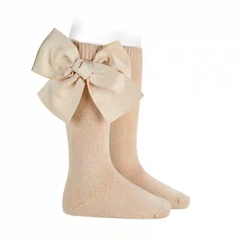 High socks with Linen bow