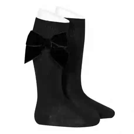 Black bow high socks