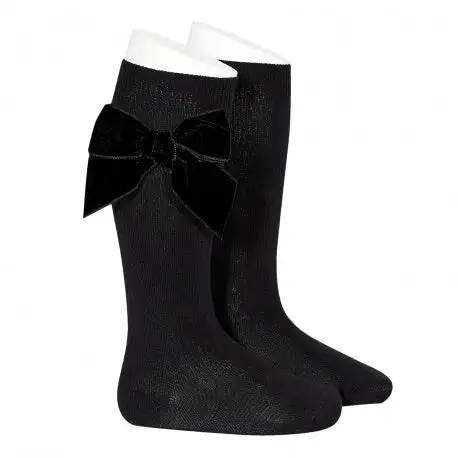 Black bow high socks