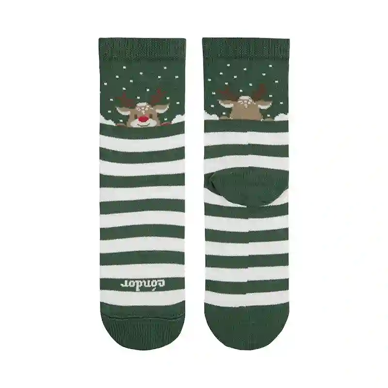 Bottle Green Reindeer Socks