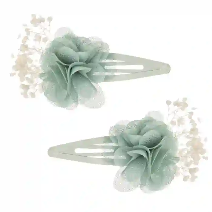 Green bambula flower clip