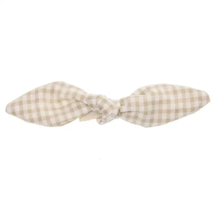 Duckbill clip with beige gingham bow