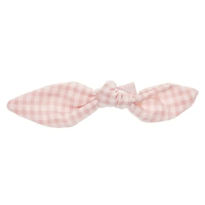 Duckbill clip with pink gingham bow