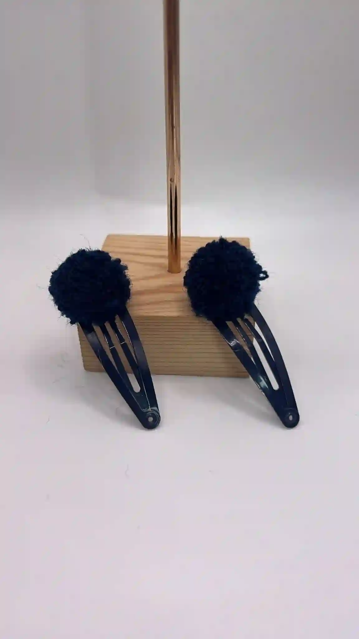 Navy Pompom Clip
