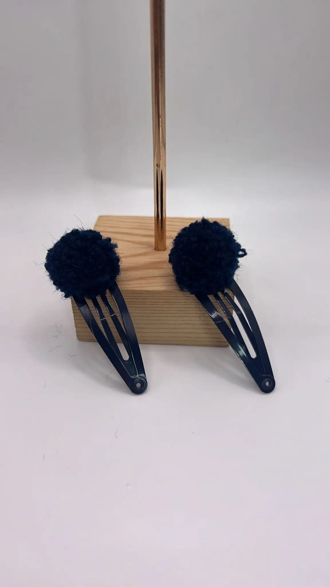 Navy Pompom Clip