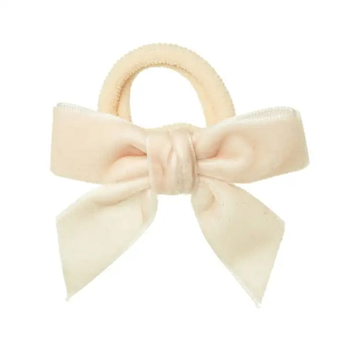 Pastel Pink Velvet Bow Scrunchie