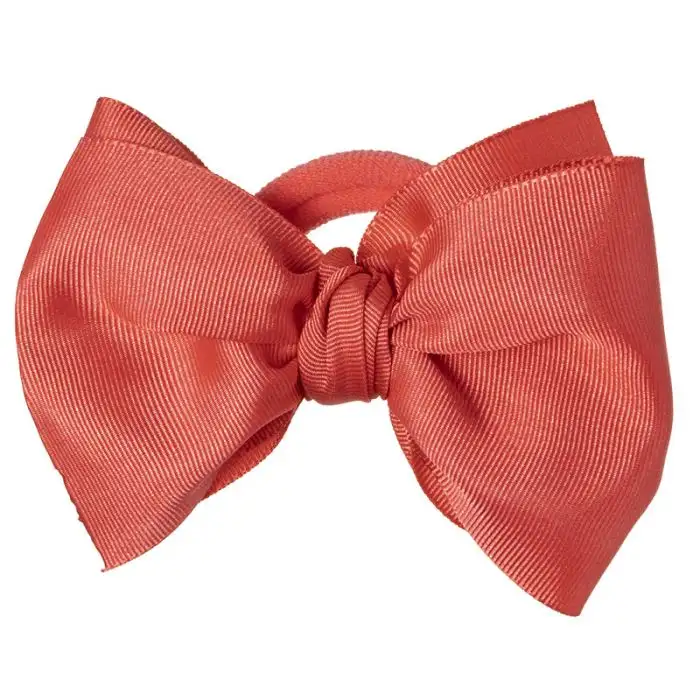 Coral cross bow bow scrunchie