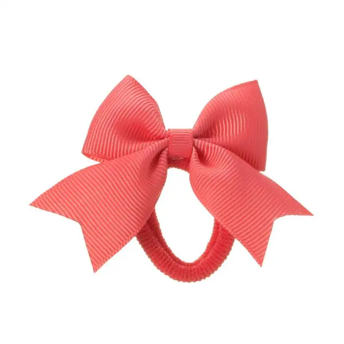 Small coral bow scrunchie