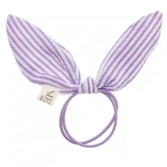 Purple striped bow knot scrunchie