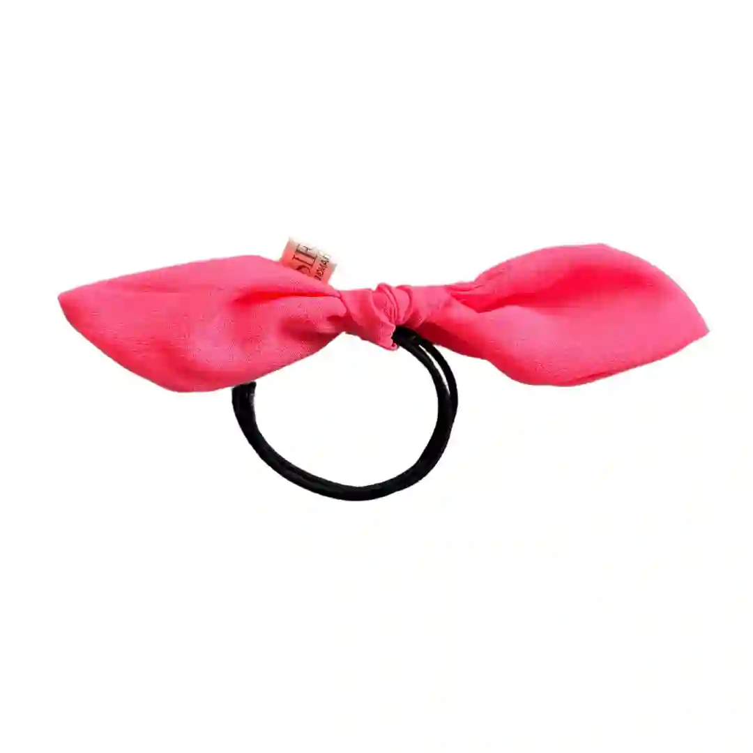 Fluorescent pink bow scrunchie