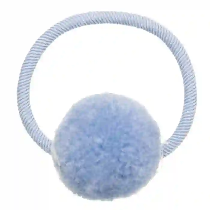 Small blue pompom scrunchie