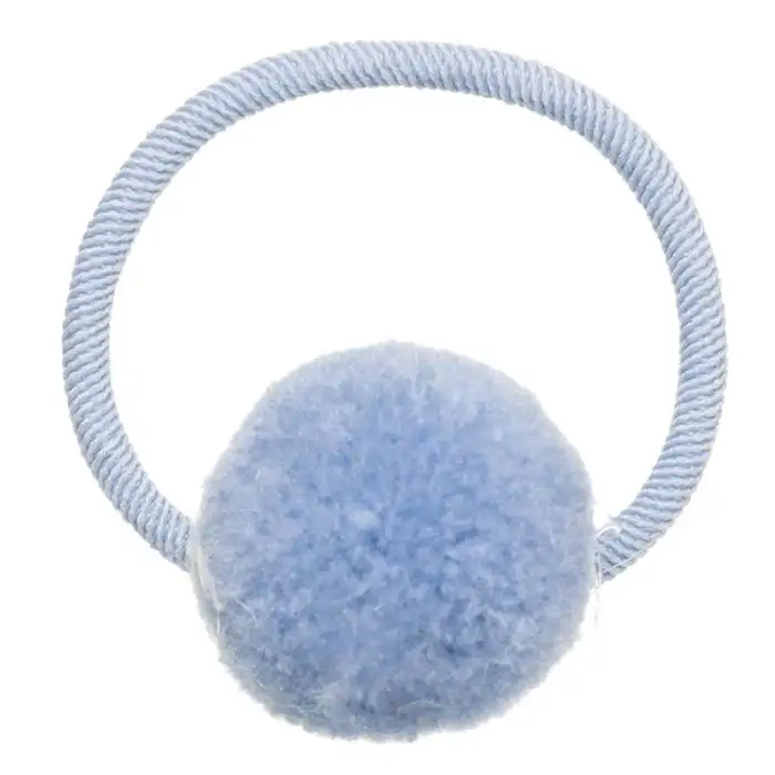 Small blue pompom scrunchie