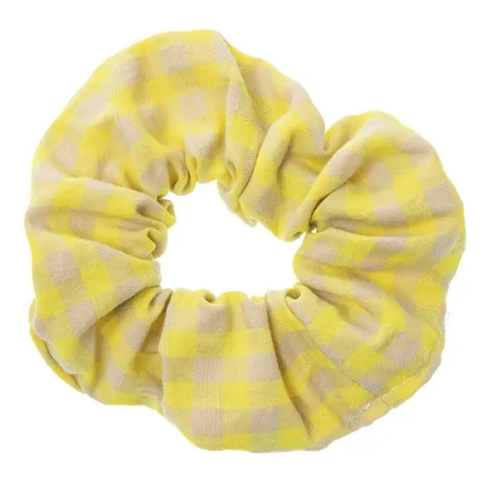 Fluorescent yellow checked scrunchie scrunchie