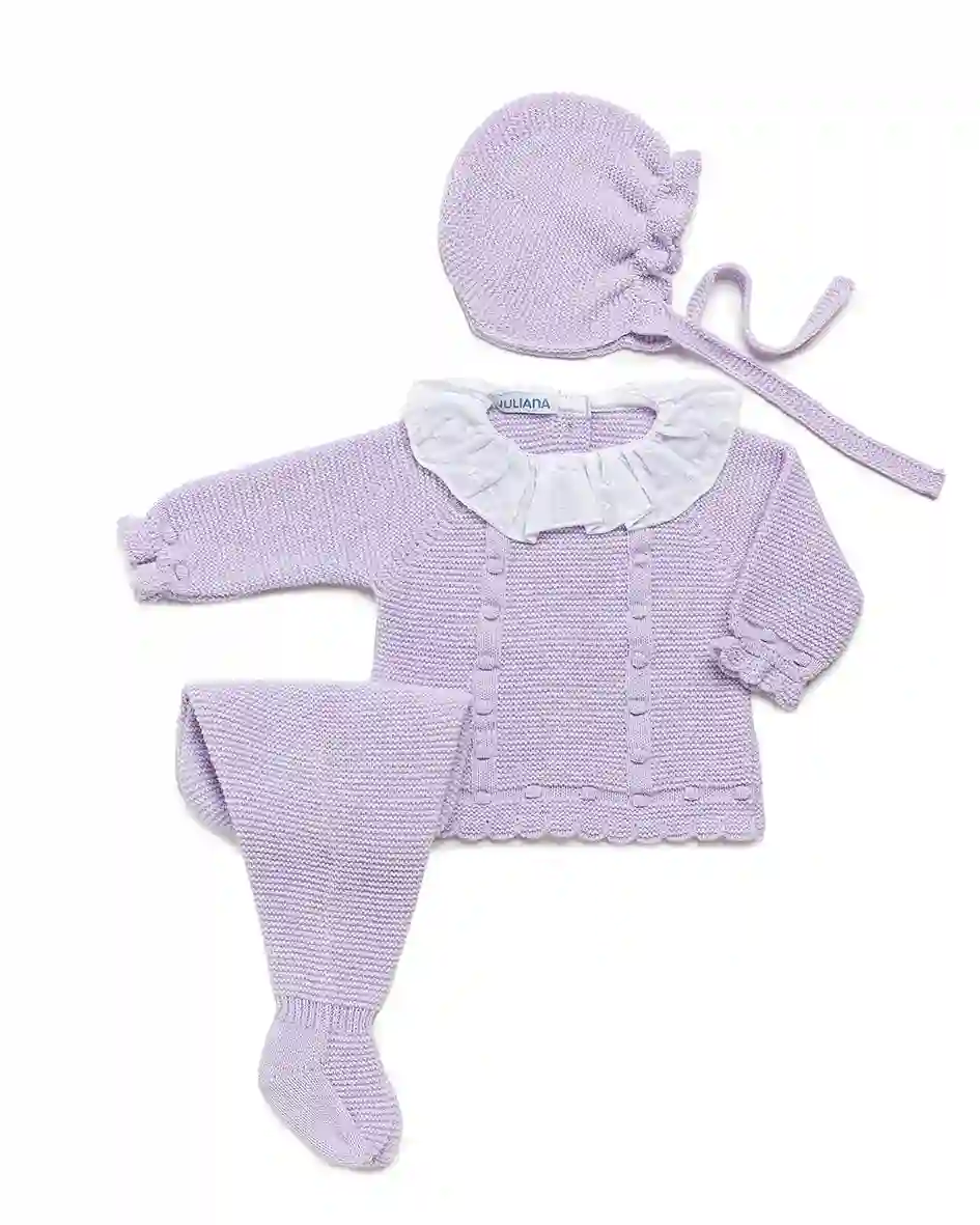 Conjunto 3 piezas Bodoques puntilla Rosa