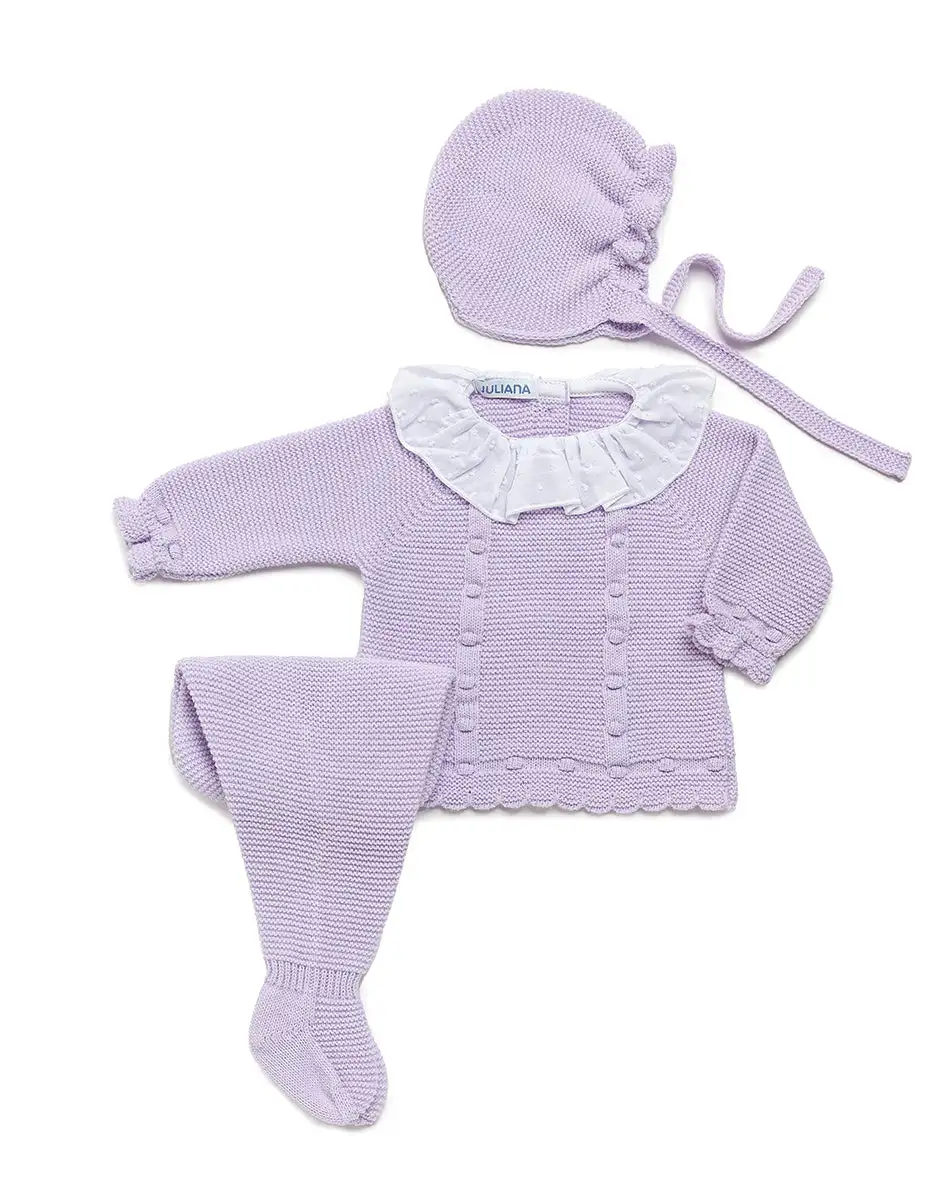 Conjunto 3 piezas Bodoques puntilla Rosa