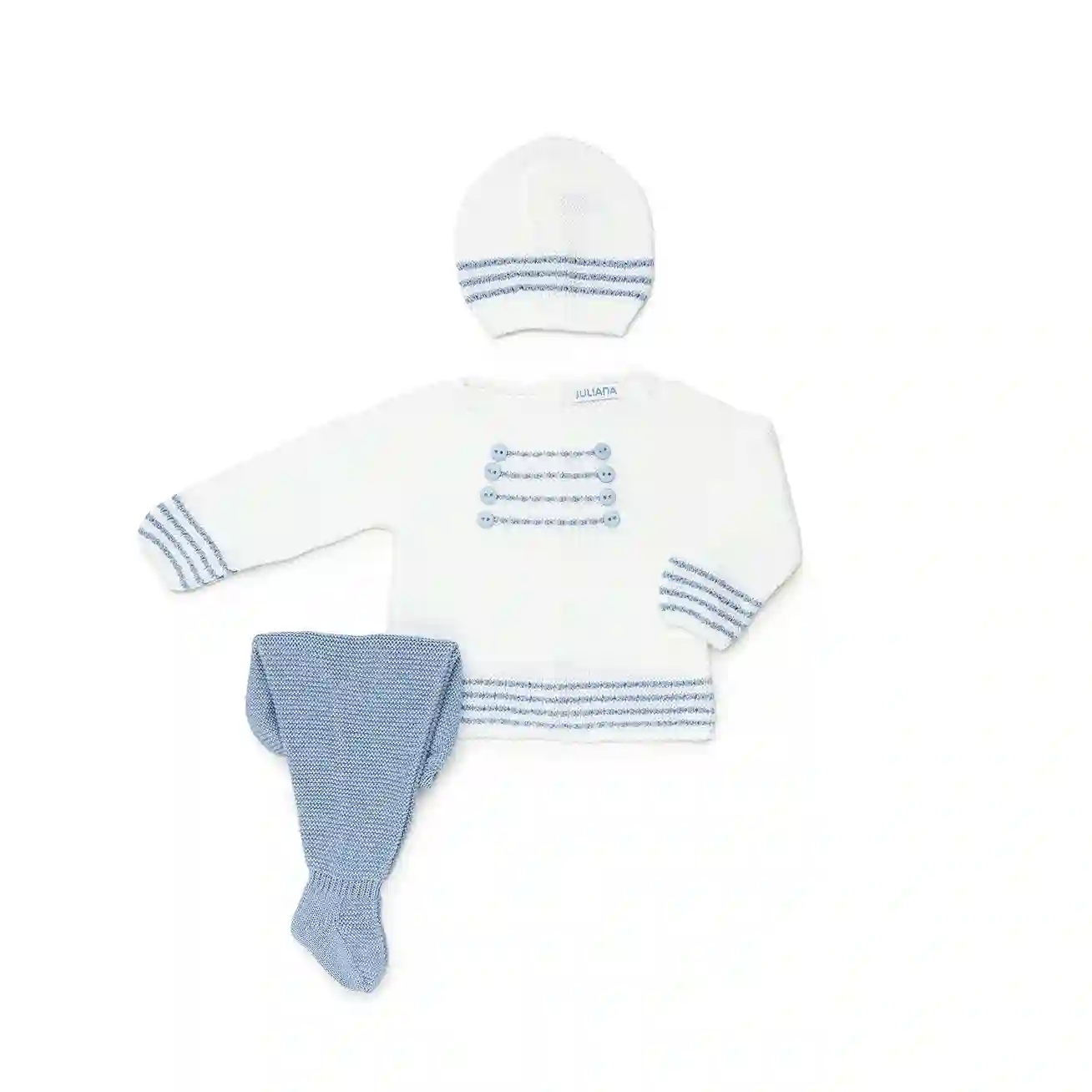 Set of 3 white/sky buttons