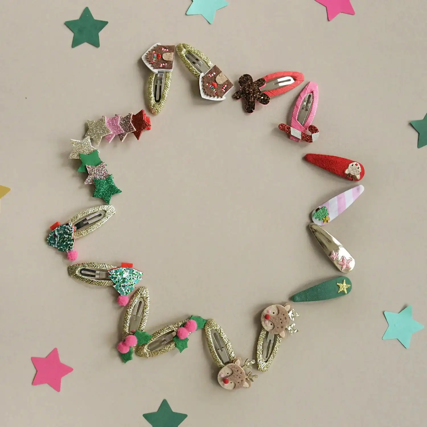 Jolly Christmas Embroidered Hair Clip Set - Image 2