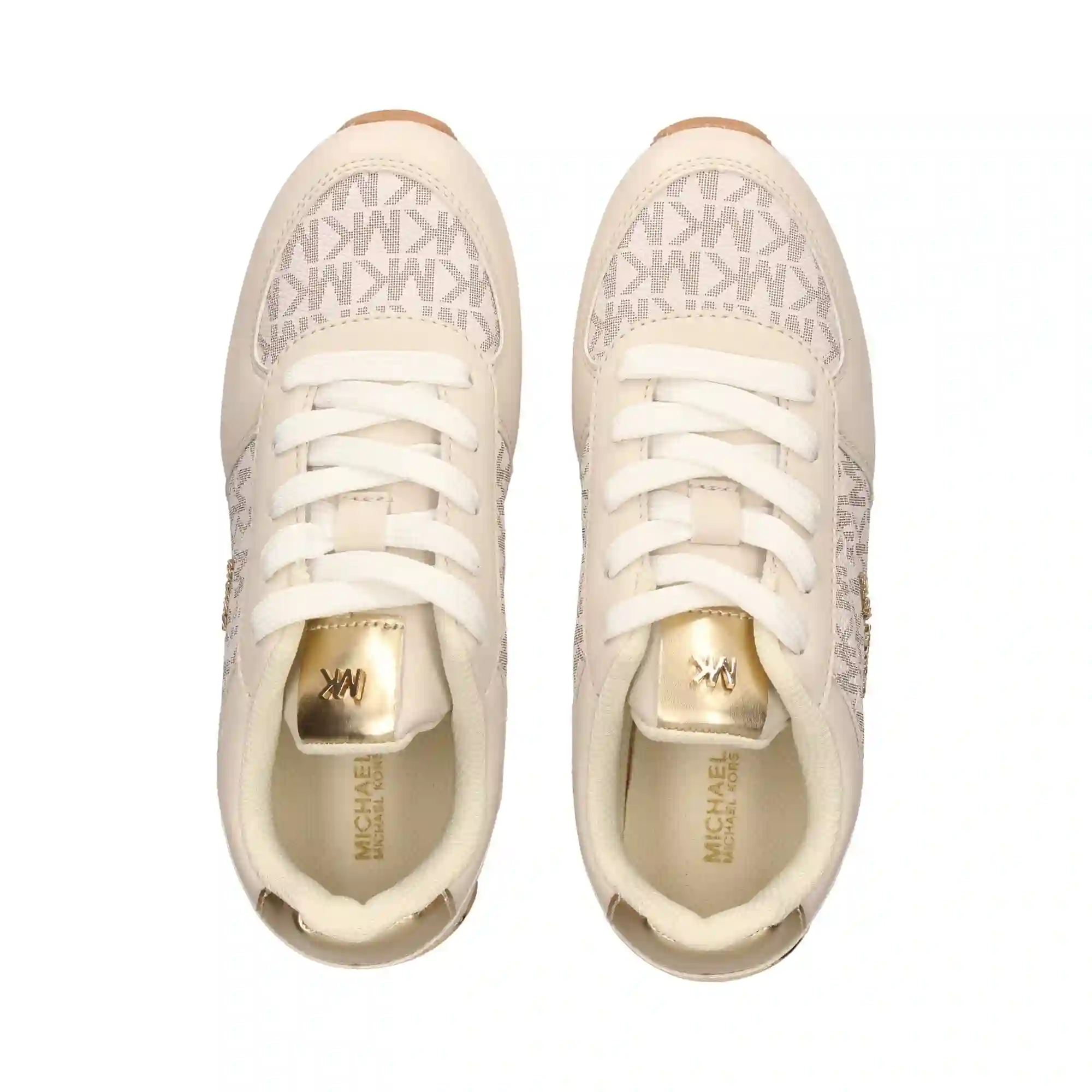Michael Kors Vanilla and Gold Sneakers