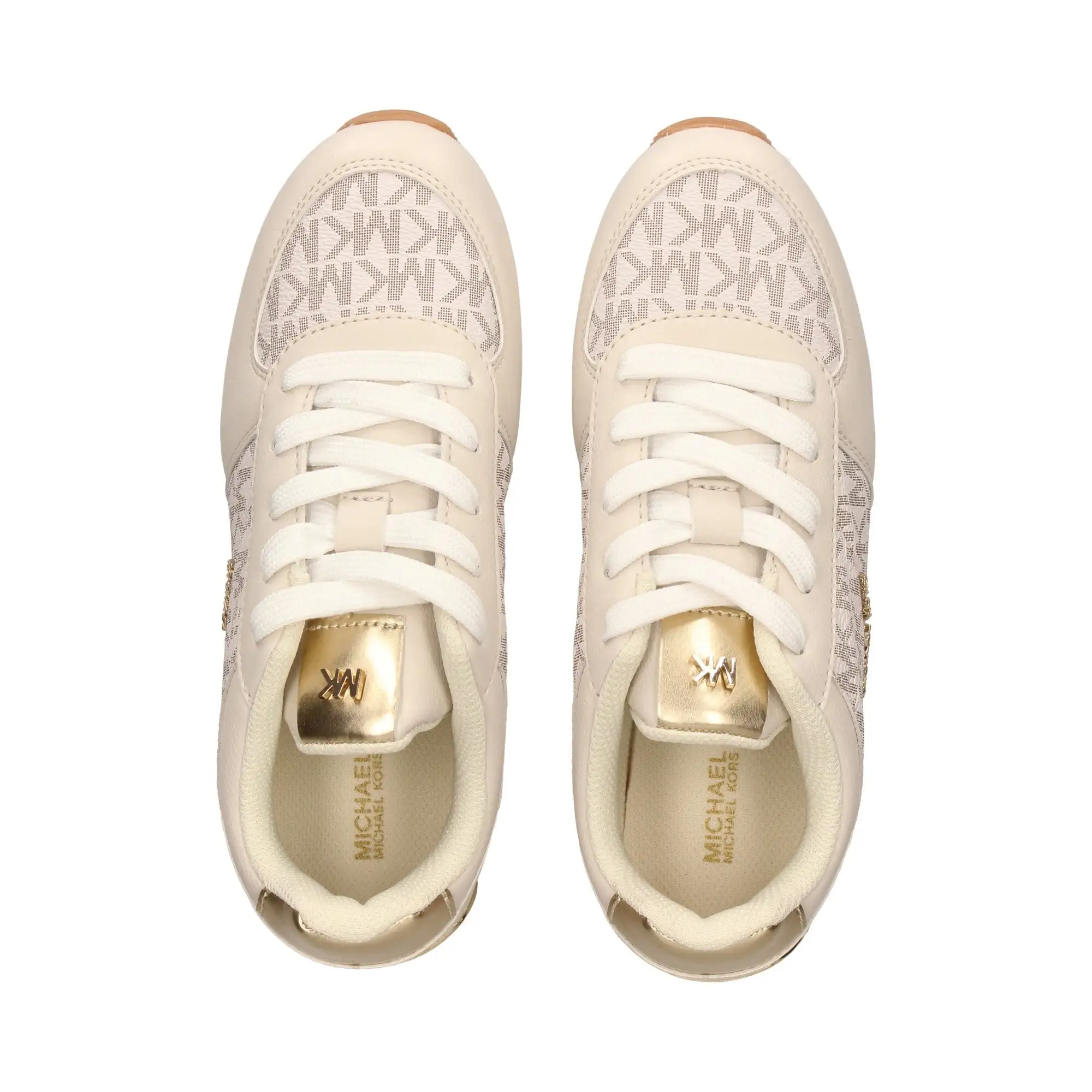 Michael Kors Vanilla and Gold Sneakers