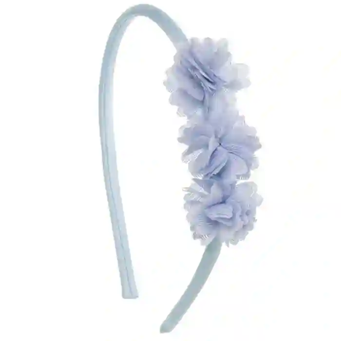 Headband with 3 blue flowers