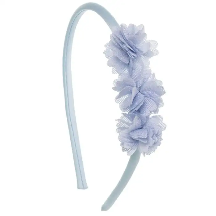 Headband with 3 blue flowers