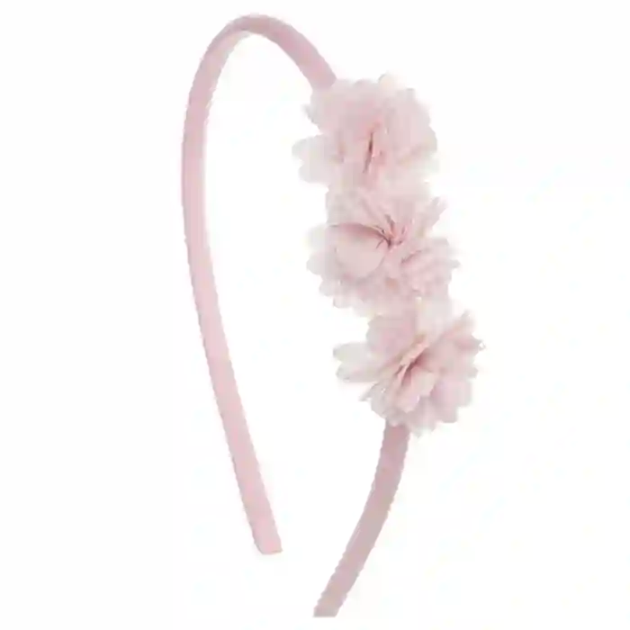 Headband with 3 pink flowers