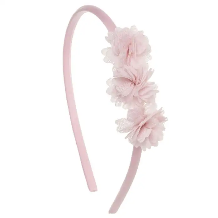 Headband with 3 pink flowers