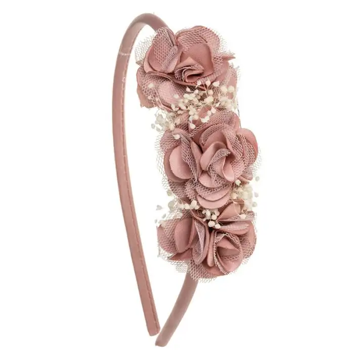 Diadema 3 flores rosa