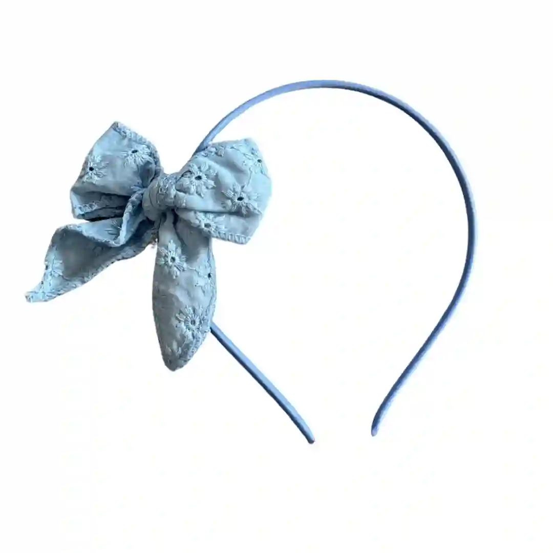 Diadema azul con lazo tela