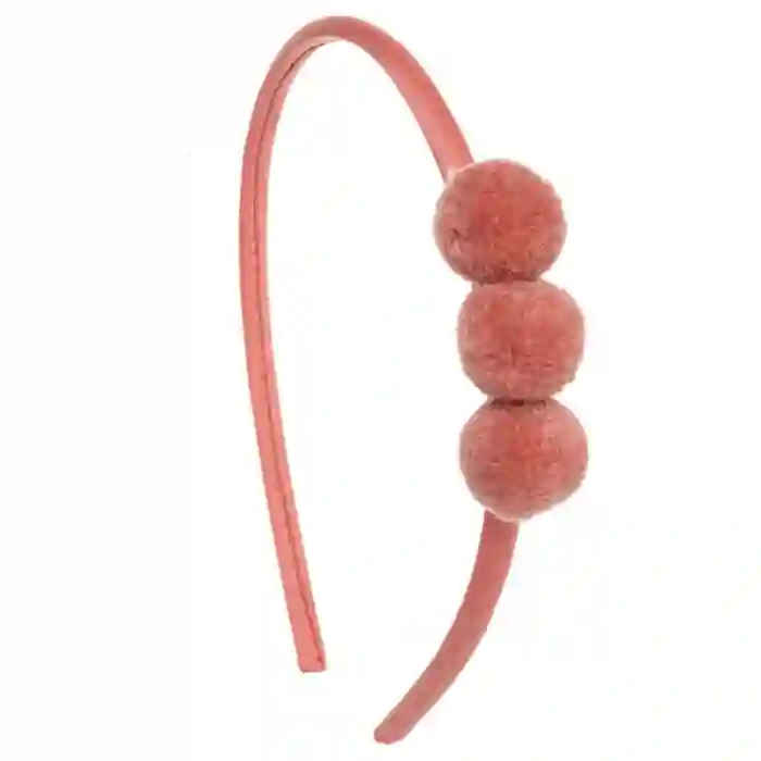 Baby headband with 3 coral pompoms