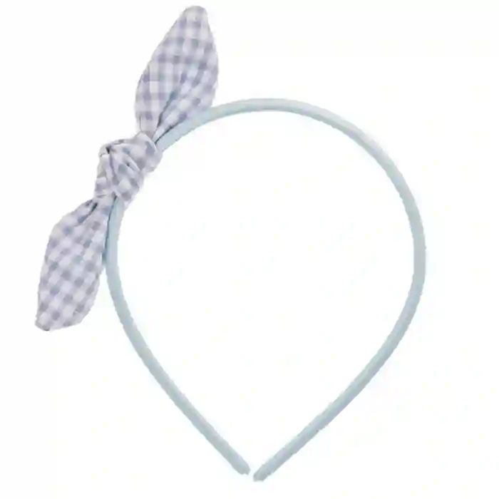 Diadema bebé con lazo vichy azul