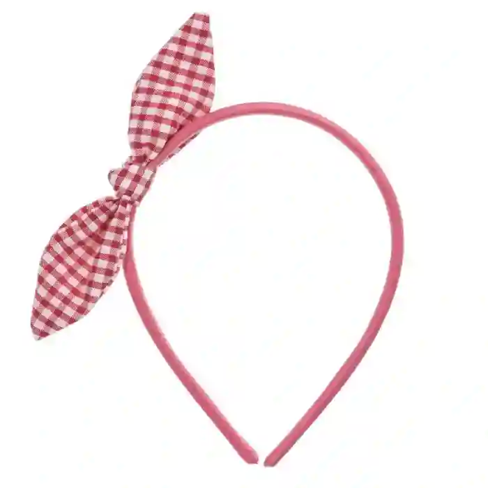 Baby headband with fuchsia vichy bow