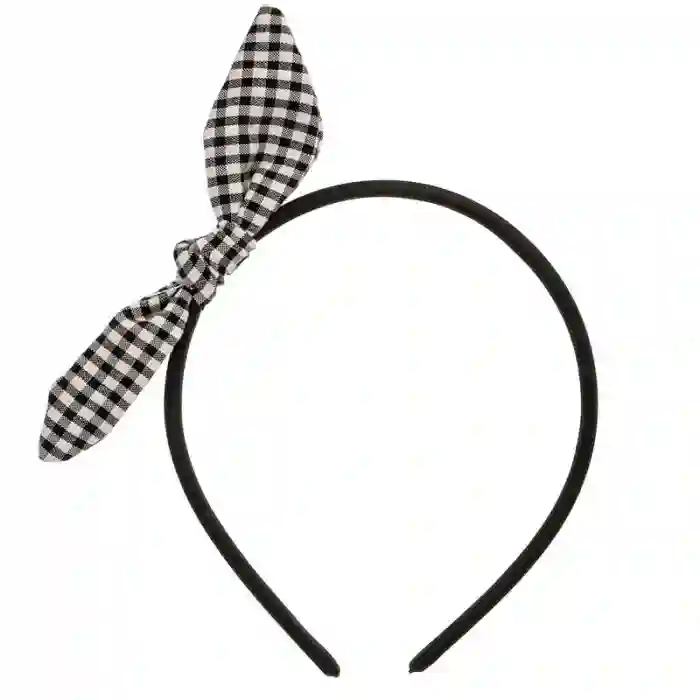 Baby headband with black vichy bow