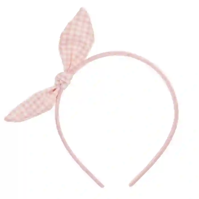 Baby headband with pink gingham bow