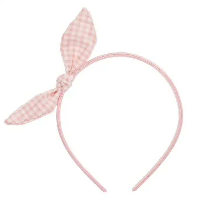Baby headband with pink gingham bow