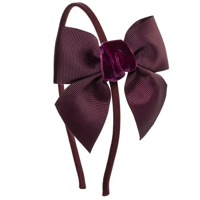 Headband with burgundy bow