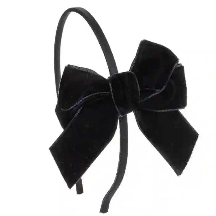 Black velvet bow headband