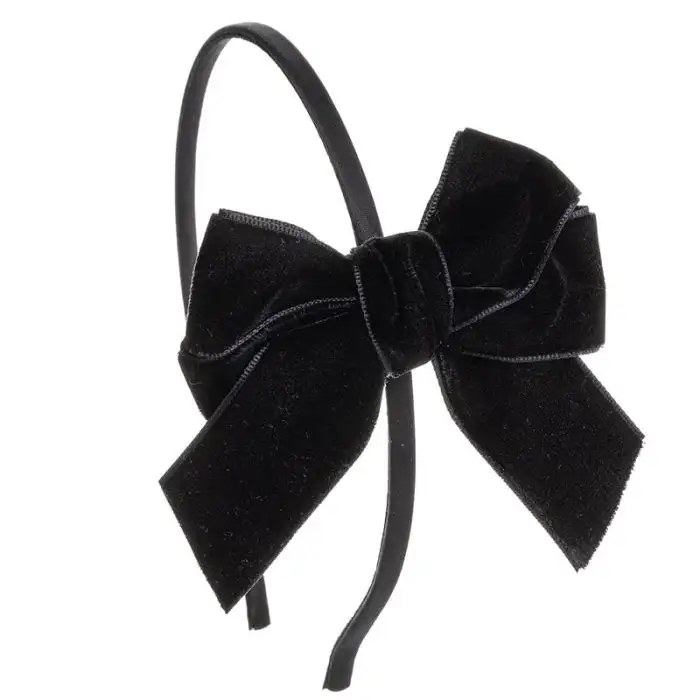 Black velvet bow headband