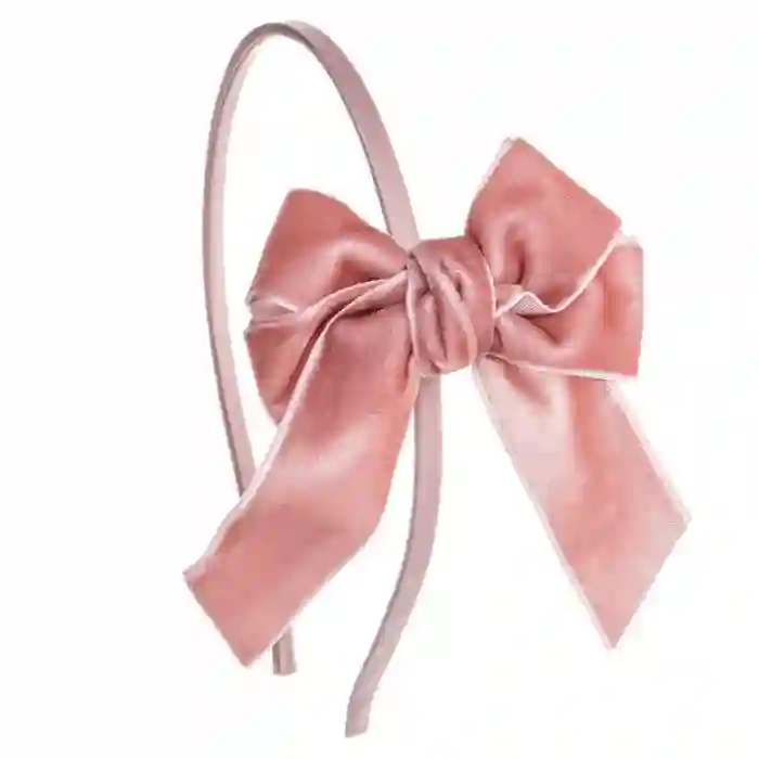 Pink velvet bow headband