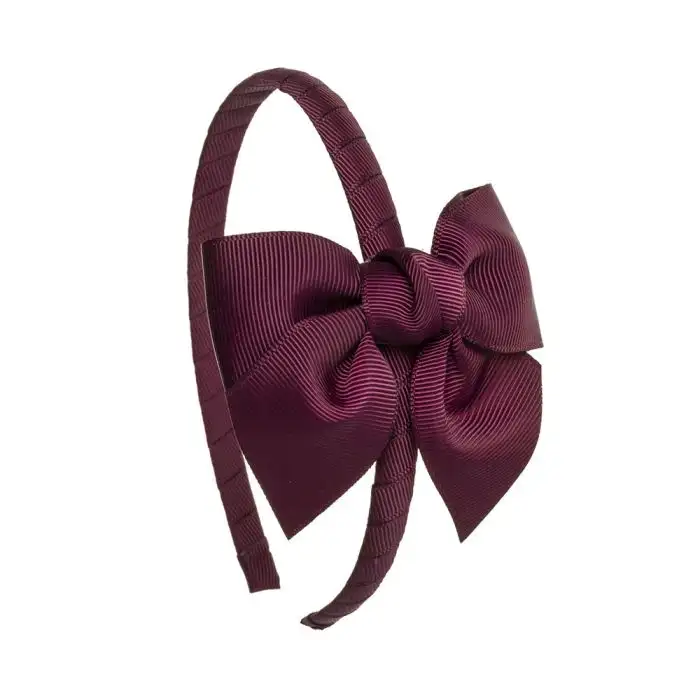 Burgundy vague bow headband
