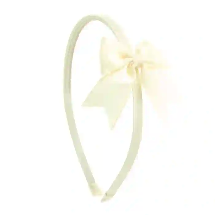 Narrow headband with raw bow