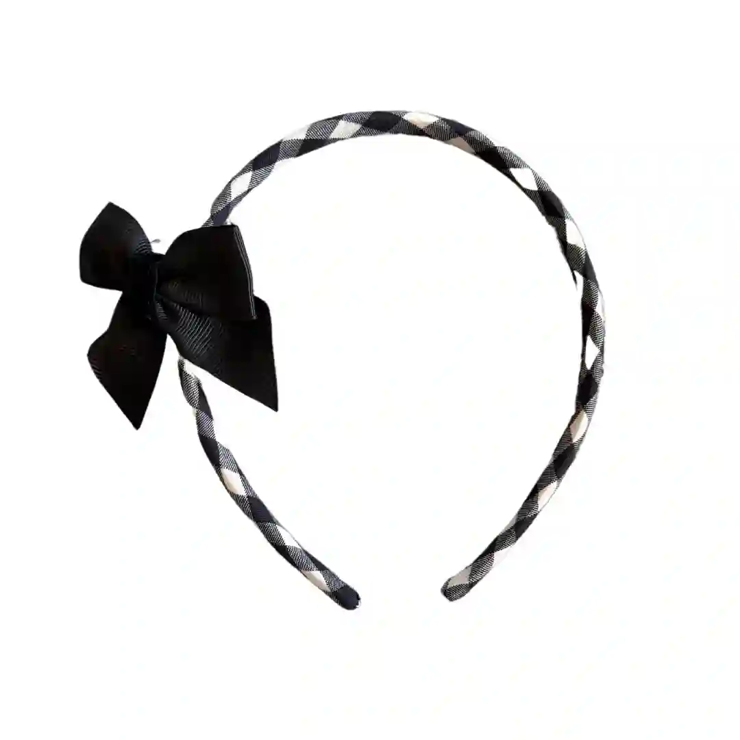 Vichy headband with black bow