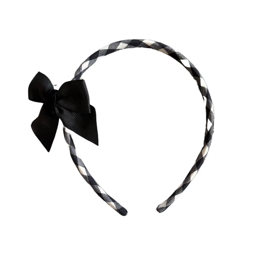 Vichy headband with black bow