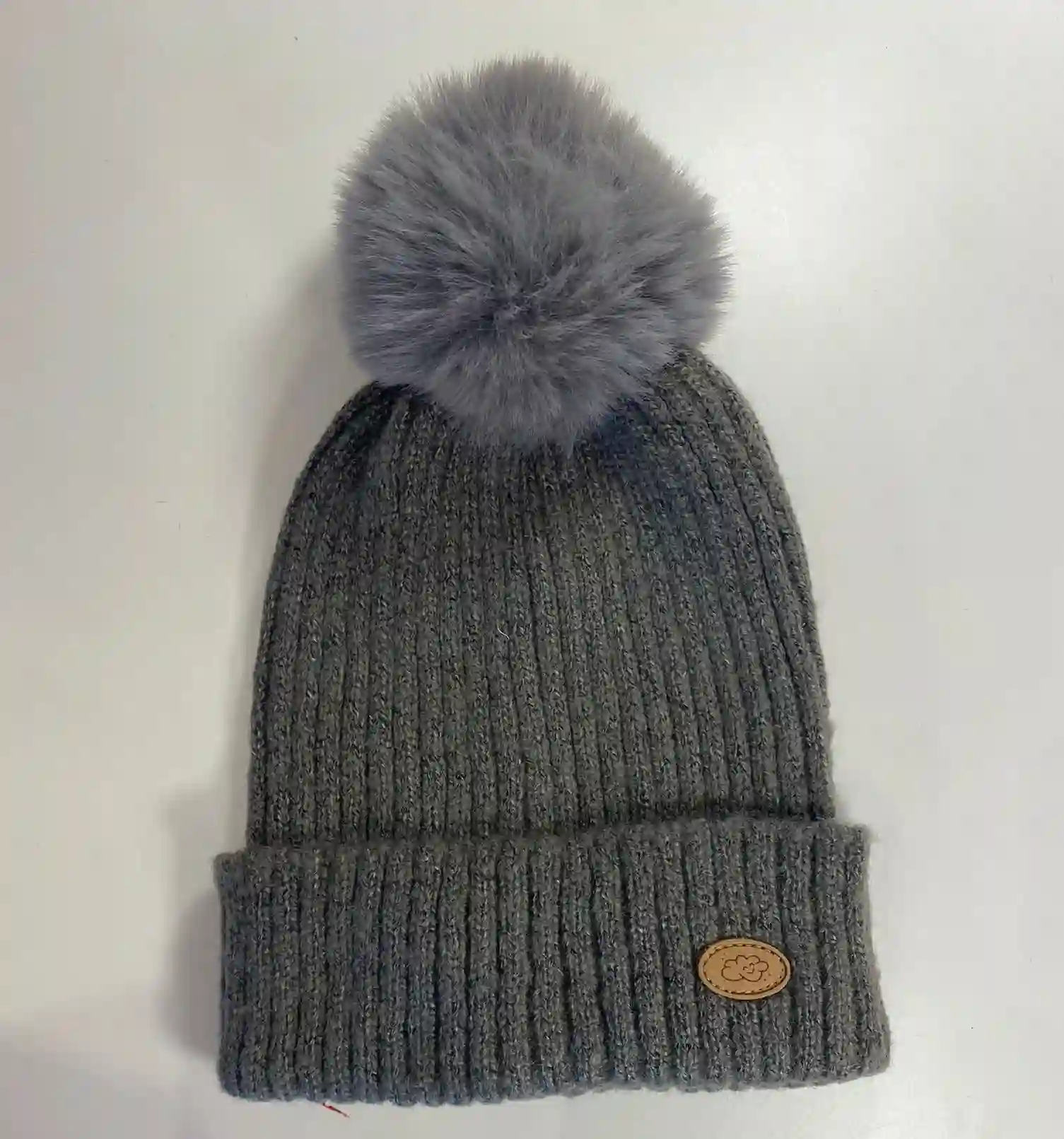 Gray ribbed hat