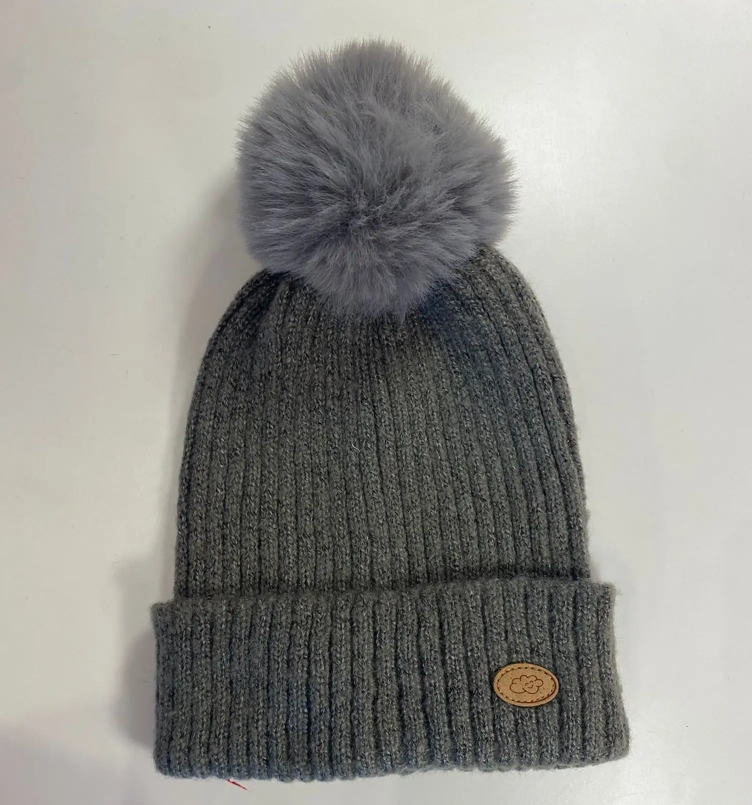 Gray ribbed hat