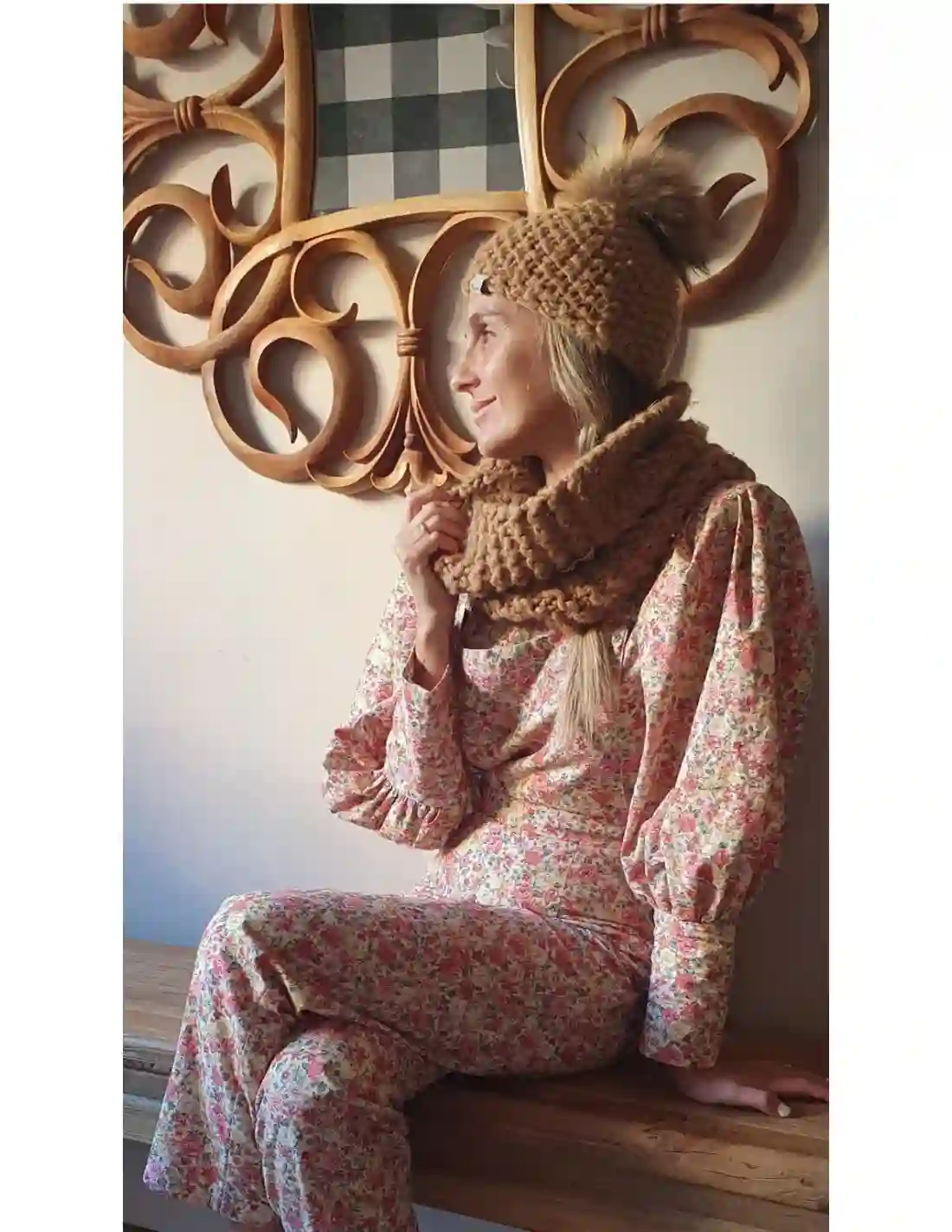 Adult Rice Hat with Camel Hair