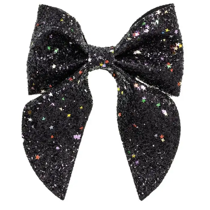 Large Black glitter bow