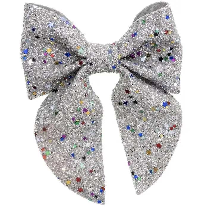 Large Silver glitter bow
