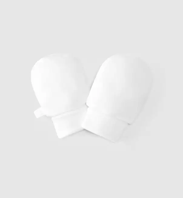 White newborn mittens